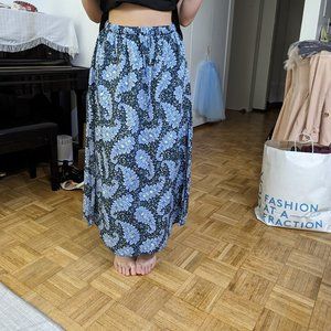 Blue j.crew midi skirt with slits on both side XS
